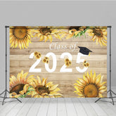 Aperturee - Aperturee Vintage Sunflower Wood Grain Congrats Grad Backdrop